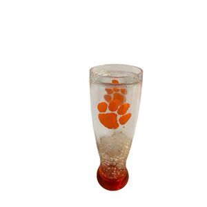 Clemson tall Frosted glass cup bubbles